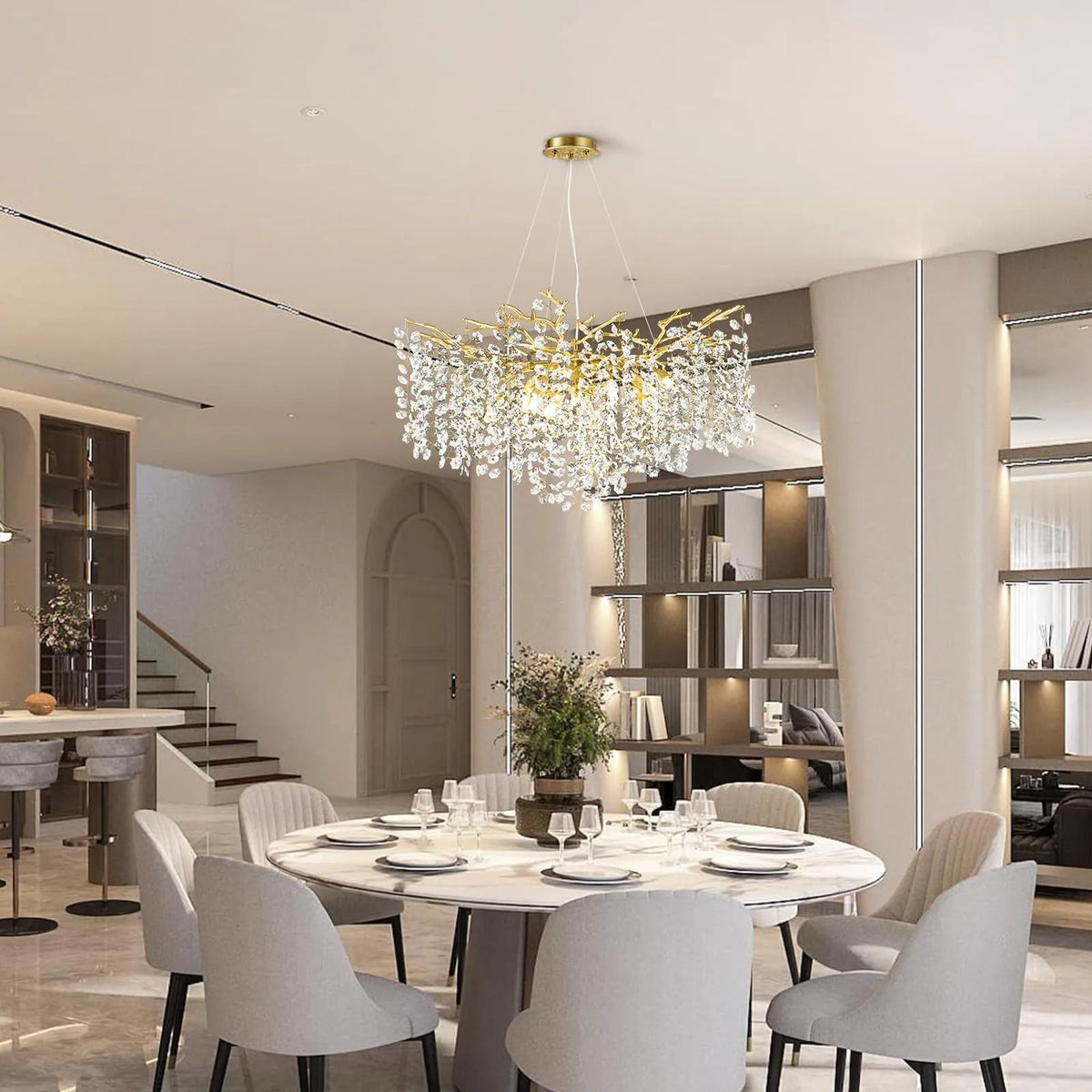 Grand Lustre Salon Moderne en Cristal